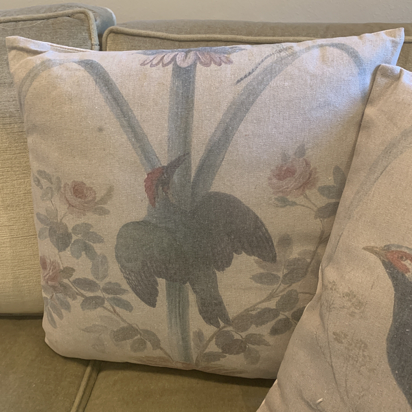 Cushion Filled Print on Fabric Unique Vintage Woodpecker Birdlife