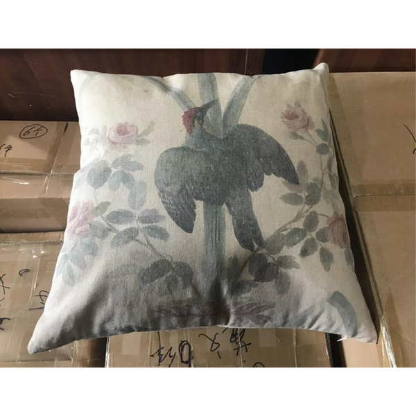 Cushion Filled Print on Fabric Unique Vintage Woodpecker Birdlife