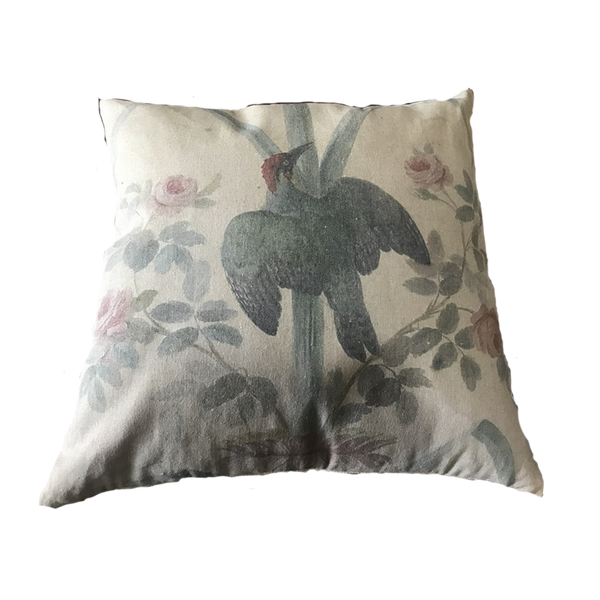 Cushion Filled Print on Fabric Unique Vintage Woodpecker Birdlife