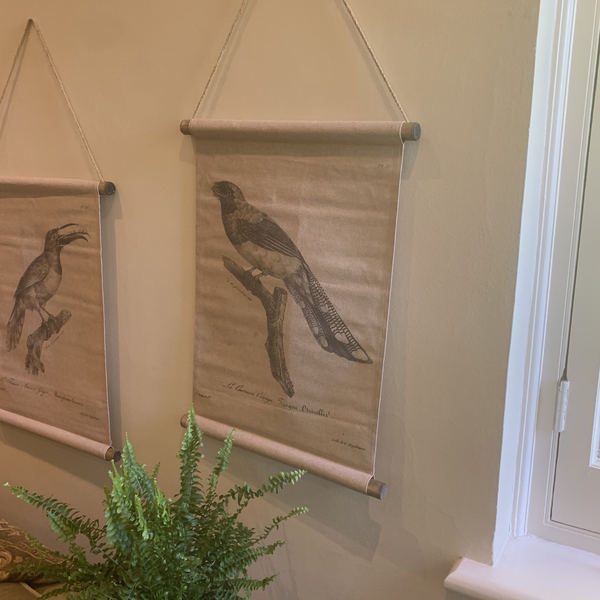 Wall Hanging Scroll, Print on Fabric Unique Vintage Birdlife A hanging on the wall