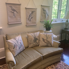 Wall Hanging Scroll, Print on Fabric Unique Vintage Birdlife B hanging with two other scrolls