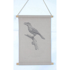 Wall Hanging Scroll, Print on Fabric Unique Vintage Birdlife B