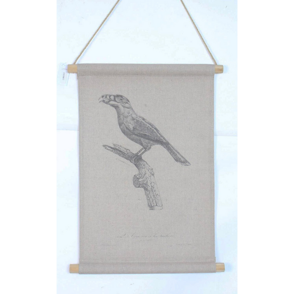 Wall Hanging Scroll, Print on Fabric Unique Vintage Birdlife B