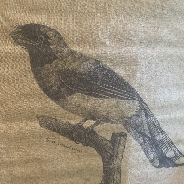 Wall Hanging Scroll, Print on Fabric Unique Vintage Birdlife A up close detail