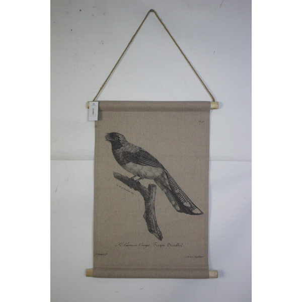 Wall Hanging Scroll, Print on Fabric Unique Vintage Birdlife A