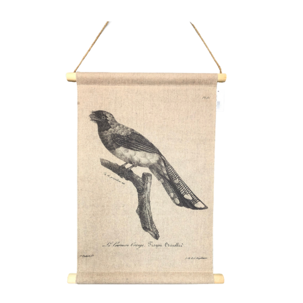 Wall Hanging Scroll, Print on Fabric Unique Vintage Birdlife A