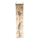 Wall Hanging Scroll, Print on Fabric Unique Vintage Parrot Blue Birdlife