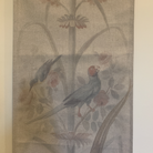 Wall Hanging Scroll, Print on Fabric Unique Vintage Crested Pheasant Birdlife up close middle of the scroll