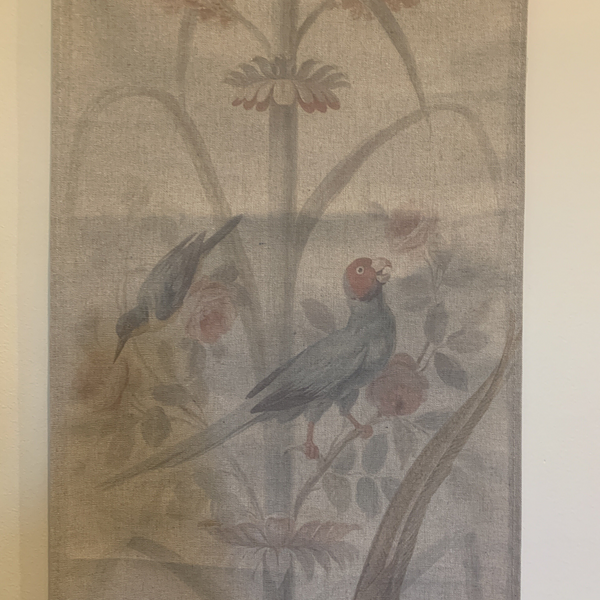 Wall Hanging Scroll, Print on Fabric Unique Vintage Crested Pheasant Birdlife up close middle of the scroll