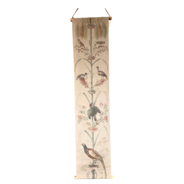 Wall Hanging Scroll, Print on Fabric Unique Vintage Pheasant Birdlife