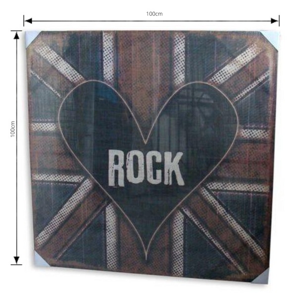 Print Heart On A Flag Artwork Hessian Stretched Wood Frame with dimensions