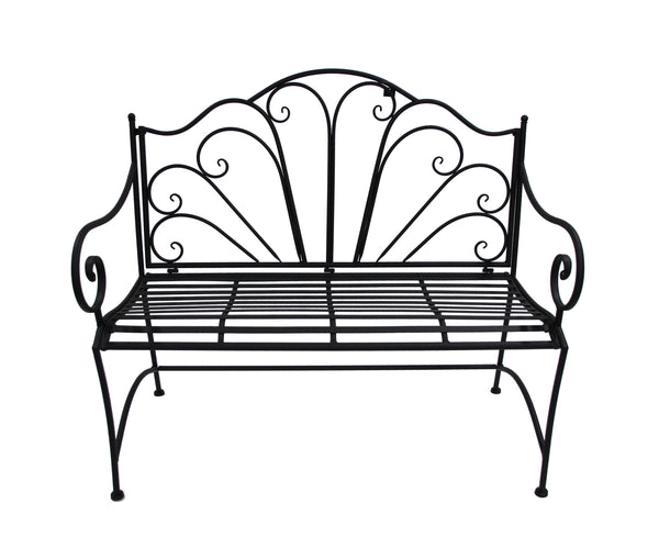 Garden Ava Bench Seat Black Steel Metal Outdoor Park 108X55X97CM