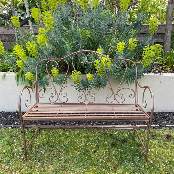 Garden Bench Metal Seat, Bella, Rust Finish