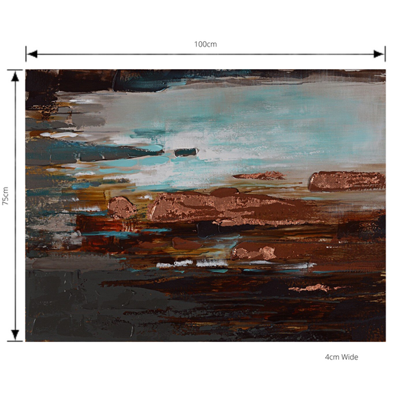 Painting Rock Pools Print Artwork Stretched Wood Frame with dimensions