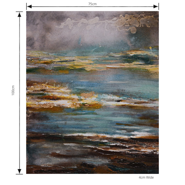 Painting Twilight Print Artwork Stretched Wood Frame with Dimensions
