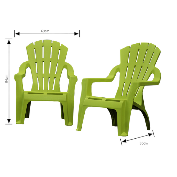 SET 8 Chair Adirondack Replica Italia Deck Lounge Pool Plastic Outdoor Garden Lime