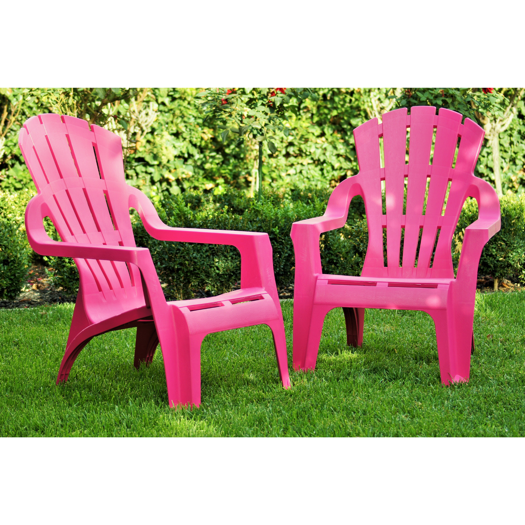 pink plastic garden chairs