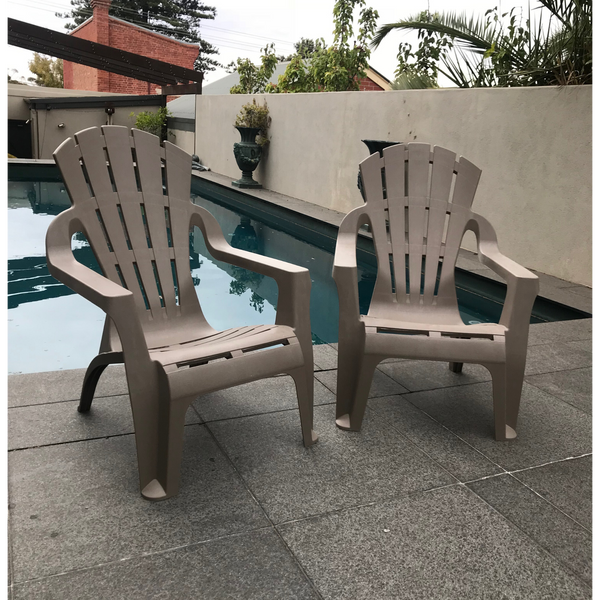 Chair Adirondack Replica Italia Deck Lounge Pool Plastic Outdoor Garden Taupe SET 8