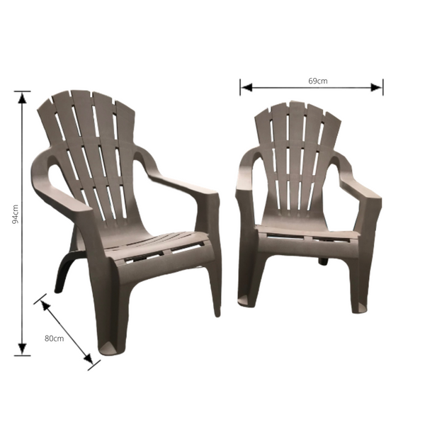 Chair Adirondack Replica Italia Deck Lounge Pool Plastic Outdoor Garden Taupe SET 8