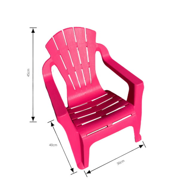 Replica adirondack kids chair, made from PU/Plastic in pink with dimensions