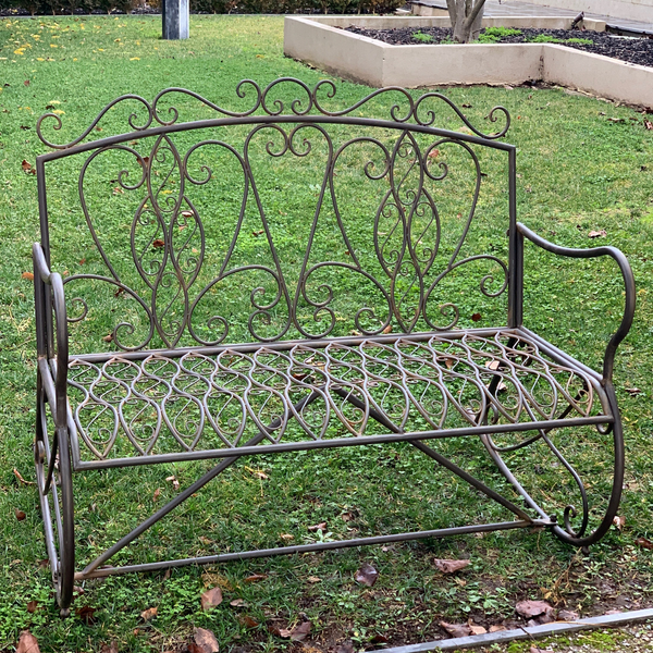 Garden Bench Metal Steel Rocker Seat Charleston Vintage Porch Park Garden Furniture 112x88x95cm