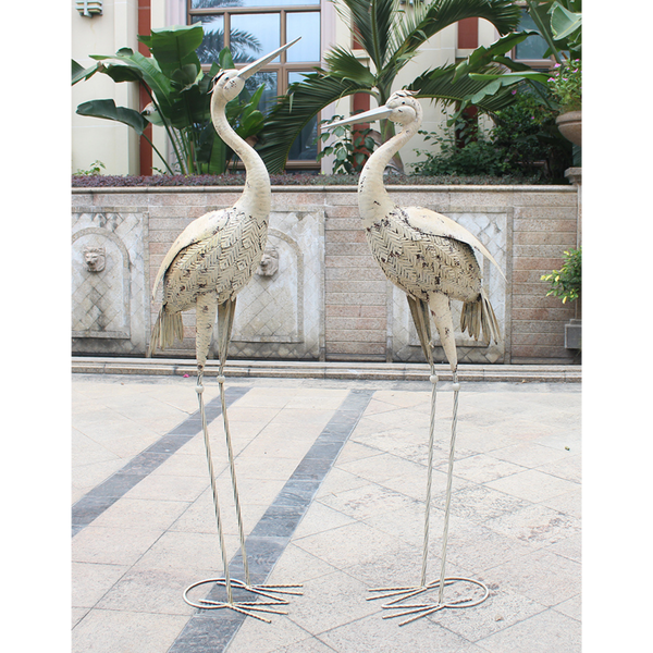 Set 2 Cranes Large Rustic Cream 24x57x156cm / 24x52x146cm