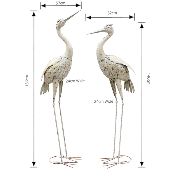 Set 2 Cranes Large Rustic Cream 24x57x156cm / 24x52x146cm