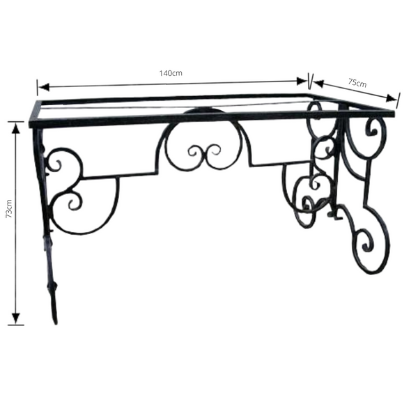 Dining Table base, made from wrought iron, heavy duty with dimensions