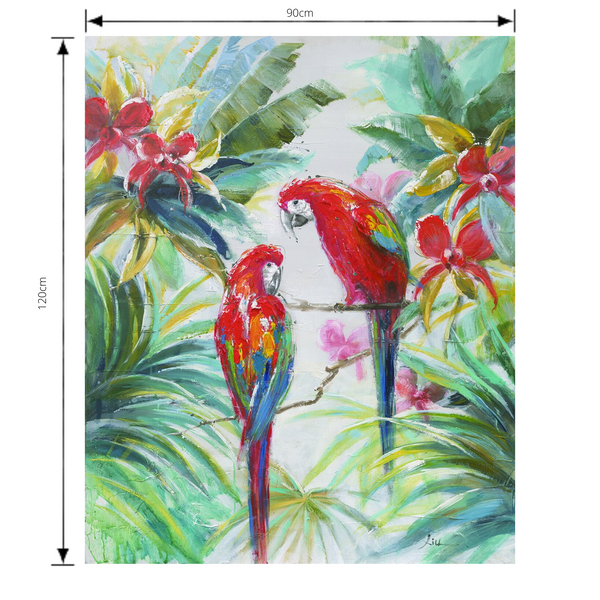 Painting Tropicana Print Artwork Stretched Wood Frame with dimensions