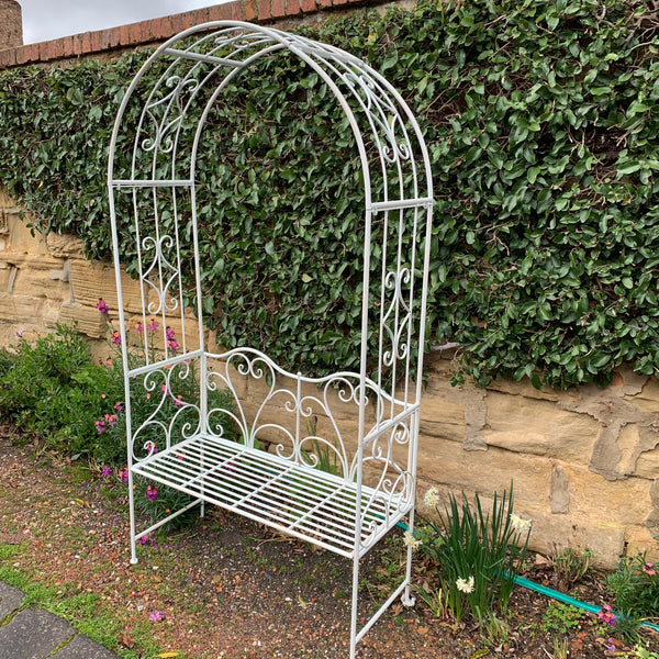 Garden Arch with Bench Seat Rustic Cream