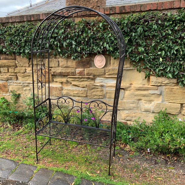 Garden Arch with Bench Seat Rustic Brown