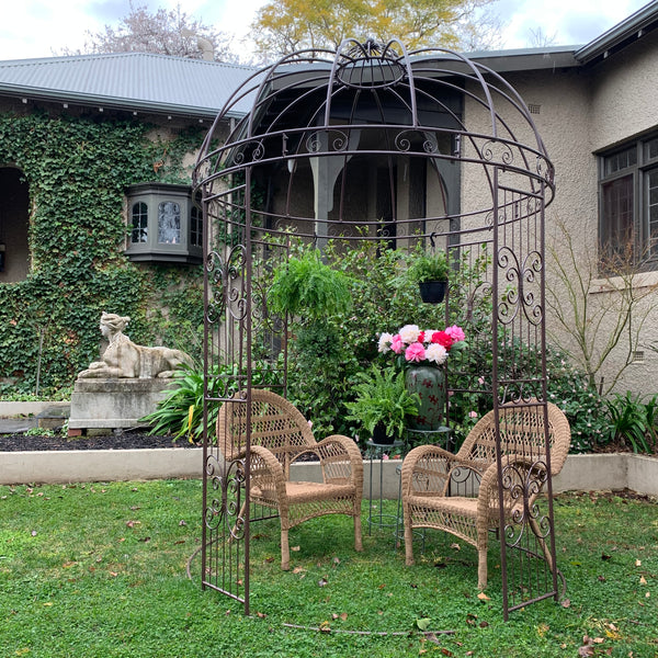 Garden Gazebo - Steel Arbour Arch Pagoda Rotunda Brown Round