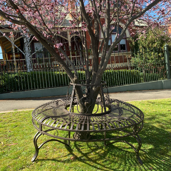 Tree Surround with Bench - Brown / Black Earth Finish, Heavy Gauge Iron