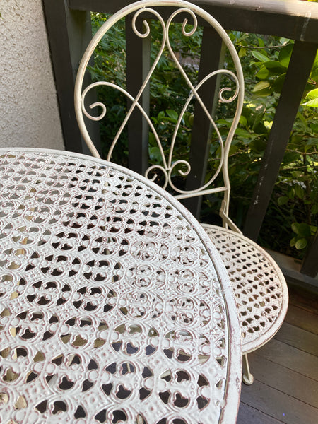Patio Setting - Abby, Rustic Cream 3 Piece Metal Garden Balcony Setting