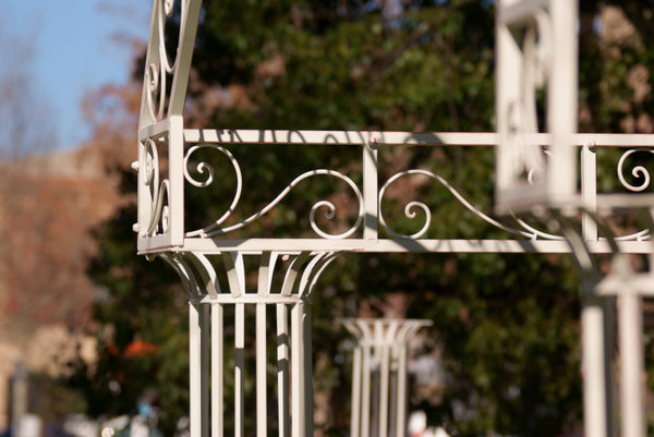 Outdoor Garden Arbour, Gazebo, Arch 3m x 3m made in cream finish. Pictured corner detail