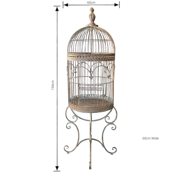 Birdcage Plant Holder Stand Display Ornamental Large in Antique Verdi Bronze