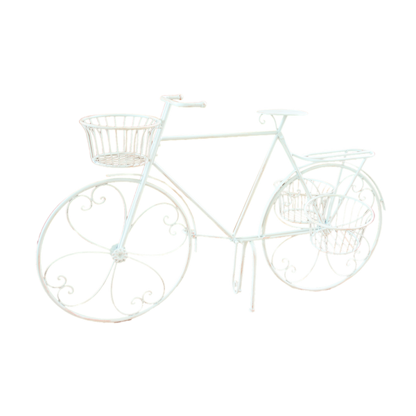 Bicycle Shape Planters Display Shelf Stand Rustic Cream finish Indoor / Outdoor