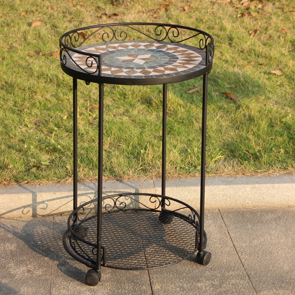 Patio Setting - Mosaic Mondo Neutral tones, Metal 3 Piece Outdoor Setting