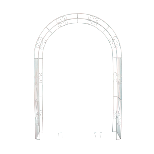 Wide metal garden arch in distressed cream