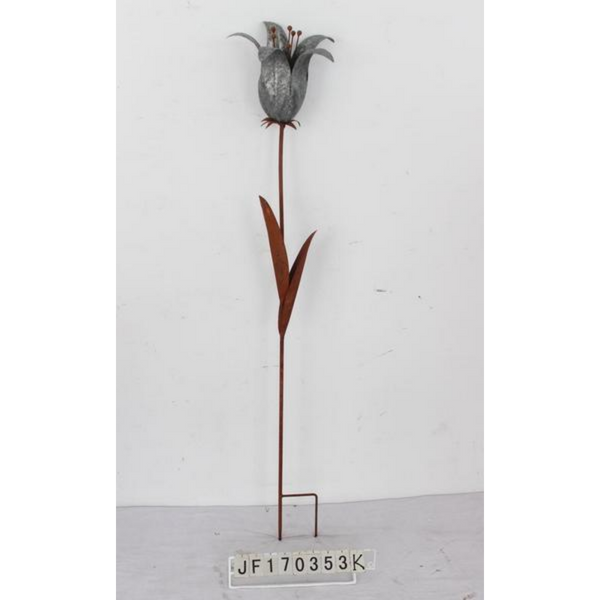 SET 8 Flower Lily Metal Sculpture Stake Spike Home Garden Decor 23X19X120cm