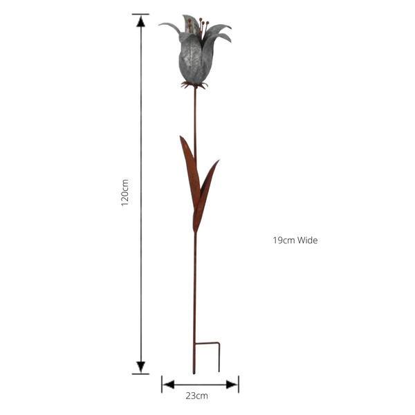 SET 8 Flower Lily Metal Sculpture Stake Spike Home Garden Decor 23X19X120cm