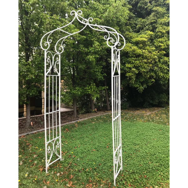 Decorative Metal Arch in Antique Cream in garden setting
