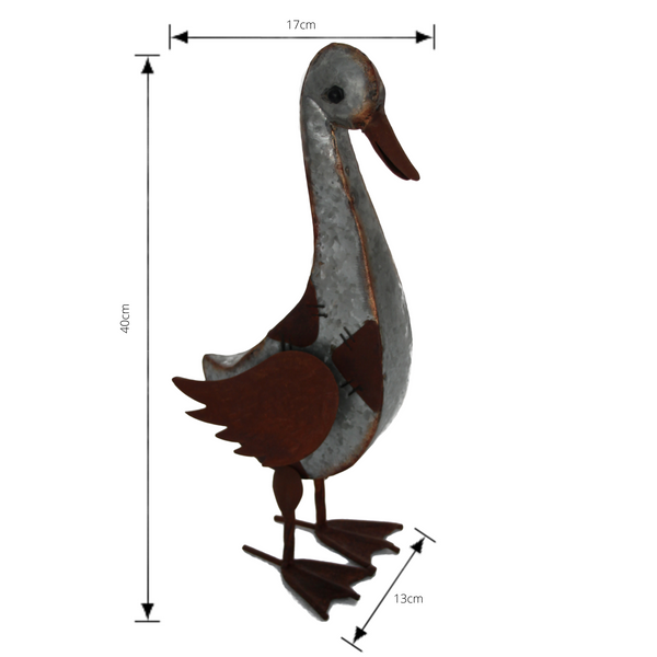 Metal Duck Head Down Art Sculpture with measurements 