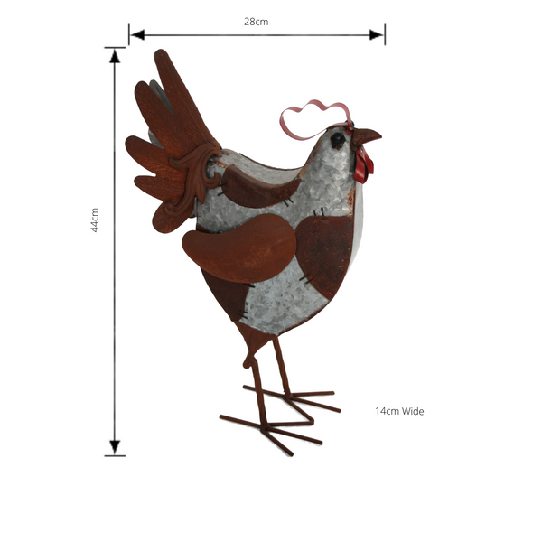 Metal Rooster Art Sculpture with Dimensions