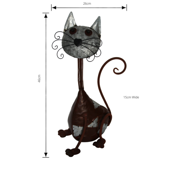 Cat Metal Art Sculpture with dimensions