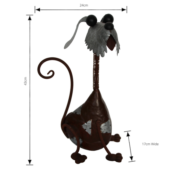 Metal Dog Art Sculpture with Measurements 