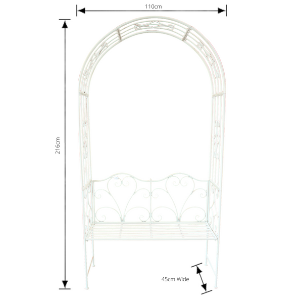 Garden Arch with Bench Seat Rustic Cream