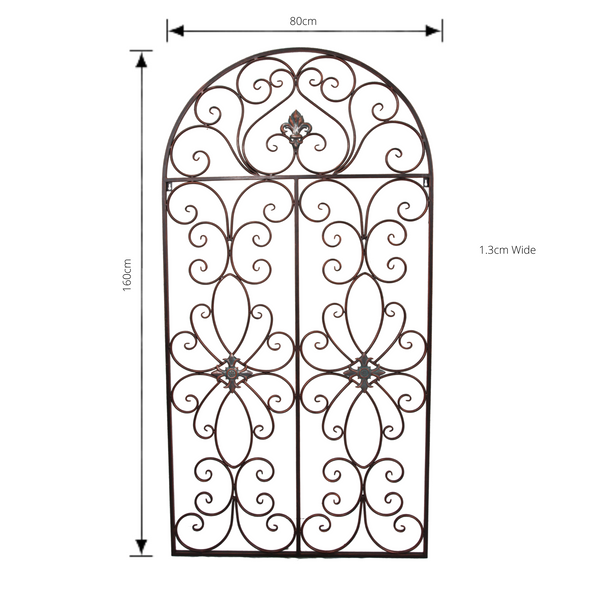 Wall Decor Metal Arched Window Rustic Brown