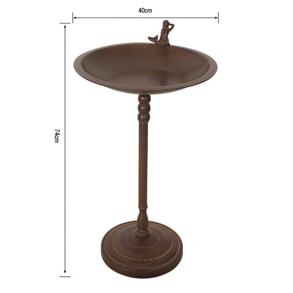 Birdfeeder/ Bath Metal in Rustic Brown with Cast Mermaid Feature