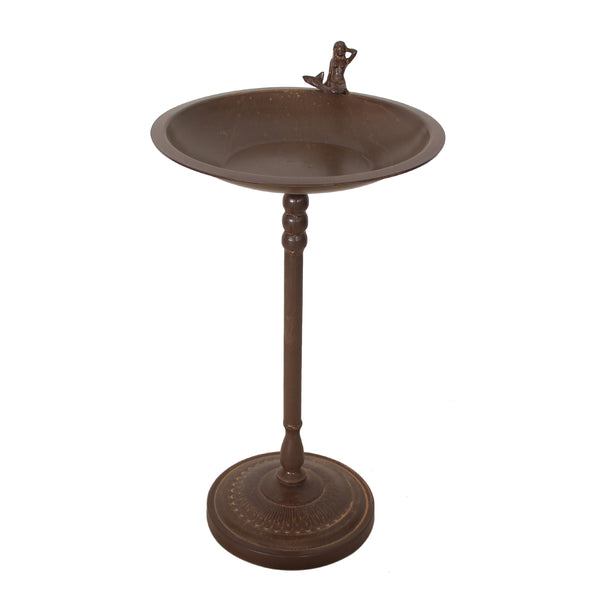 Birdfeeder/ Bath Metal in Rustic Brown with Cast Mermaid Feature